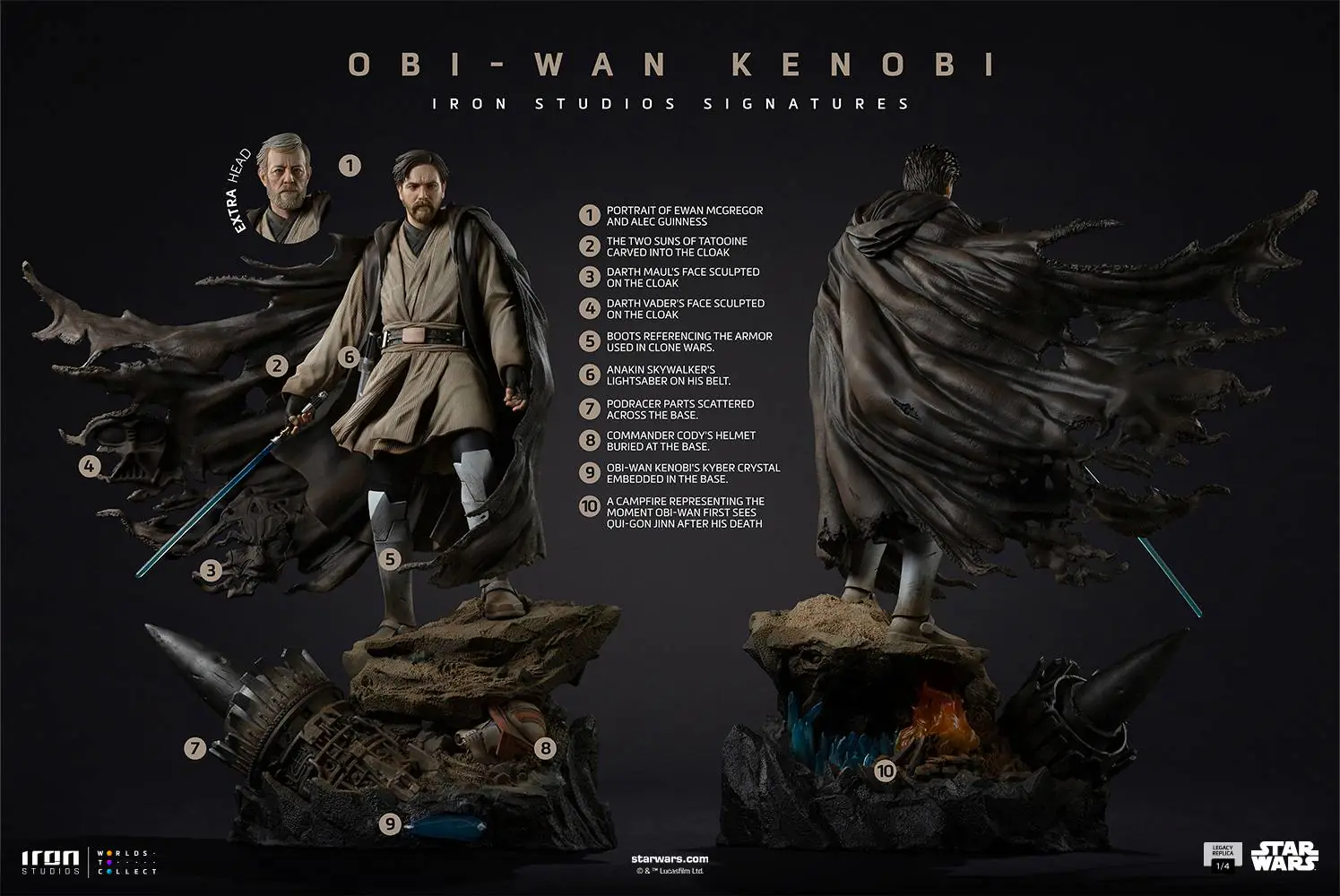 Iron Studios Signatures Star Wars Obi Wan Kenobi Statue Legacy Replica 1-4 Scale BigFan Merch